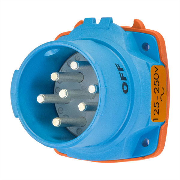 63-38077-972 - DSN30 INLET POLY BLUE SIZE 2 TYPE 4X IP 69 3P+N+G 30A 125/250 VAC 60 Hz +2 AUX